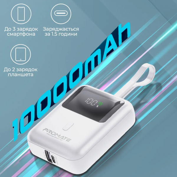Фото - Уцінка - Батарея мобільна Promate 10000mAh (powerpod-10.white)