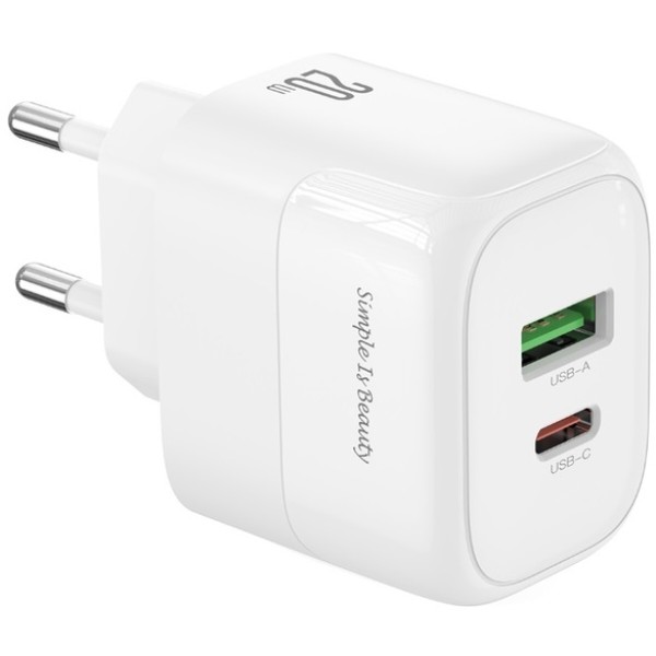 Фото - Сетевое зарядное устройство XO L137 - 20W PD USB-C & 18W QC USB-A (L137_White)