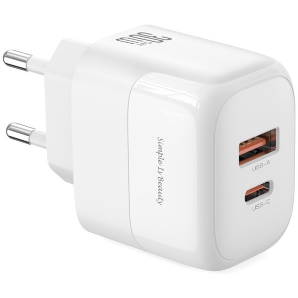 Фото - Мережевий зарядний пристрій XO L138 - 30W PD USB-C & 18W QC USB-A (L138_White)