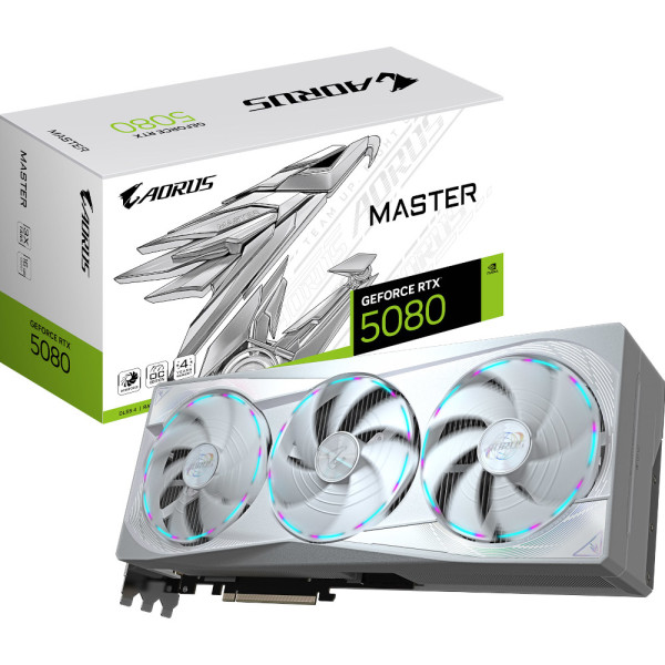 Фото - Видеокарта Gigabyte GeForce RTX 5080 16GB GDDR7 Aorus Master Ice (GV-N5080AORUSM ICE-16GD)