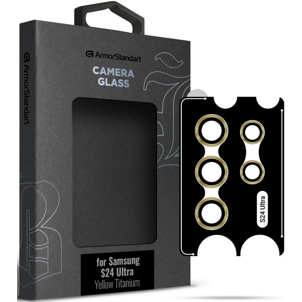 Фото - Захисне скло для смартфону Armorstandart для камери Supreme Black Icon for Samsung S24 Ultra Yellow Titanium (ARM76604)