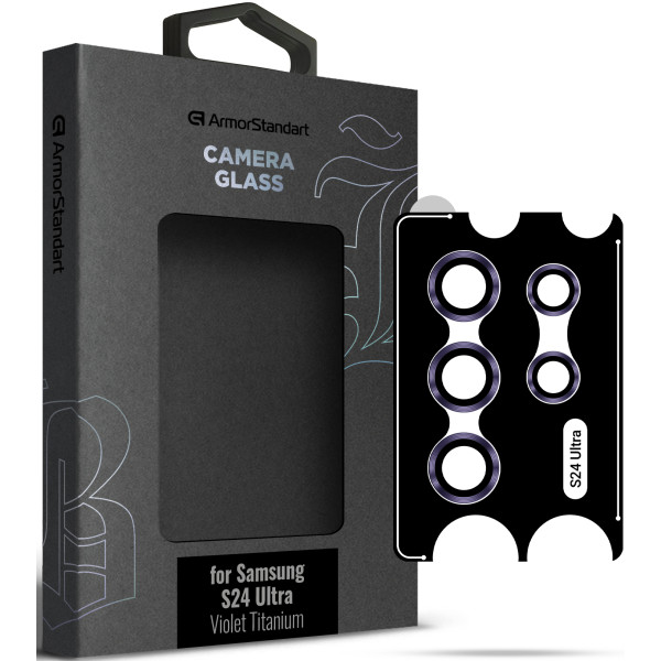 Фото - Захисне скло для смартфону Armorstandart для камери Supreme Black Icon for Samsung S24 Ultra Violet Titanium (ARM76605)