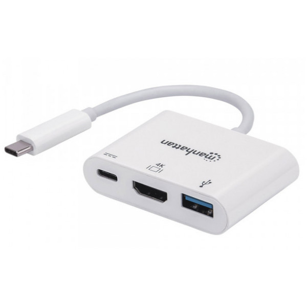 Фото - Хаб USB Intracom USB3.1 Type-C HDMI/USB 3.0/PD 60W 4-in-1 White (152945)