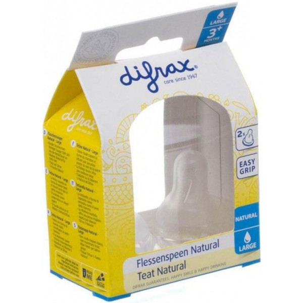 Фото - Великий потік соска дитяча силіконова Difrax S-bottle Natural 2 шт. (673)