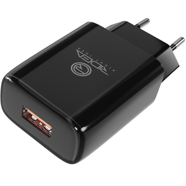 Фото - Мережевий зарядний пристрій Ridea Element Lightning 2.1 A Black (RW-11311)