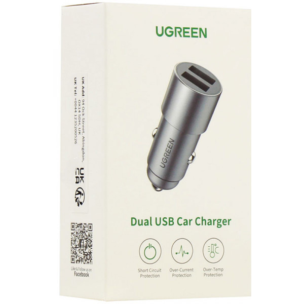 Фото - Автомобільний зарядний пристрій UGREEN USB-A Dual 24W QC CD130 (50592)