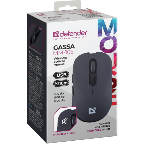 Фото - Миша бездротова Defender Gassa MM-105 Black (52105)