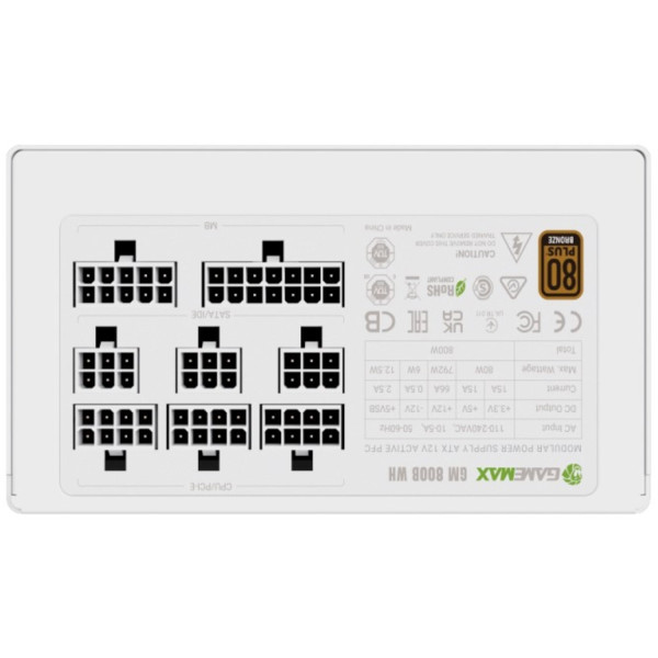 Фото - Блок живлення для ПК Gamemax GM 800B WH Fully-modular New