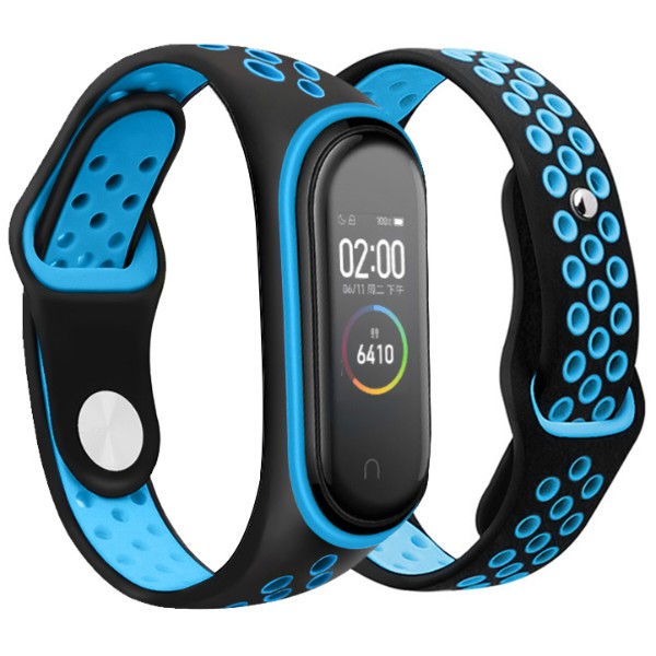 Фото - Ремешок для фитнес-браслета BeCover Nike Style for Xiaomi Mi Smart Band 5 Black-Blue (705150)