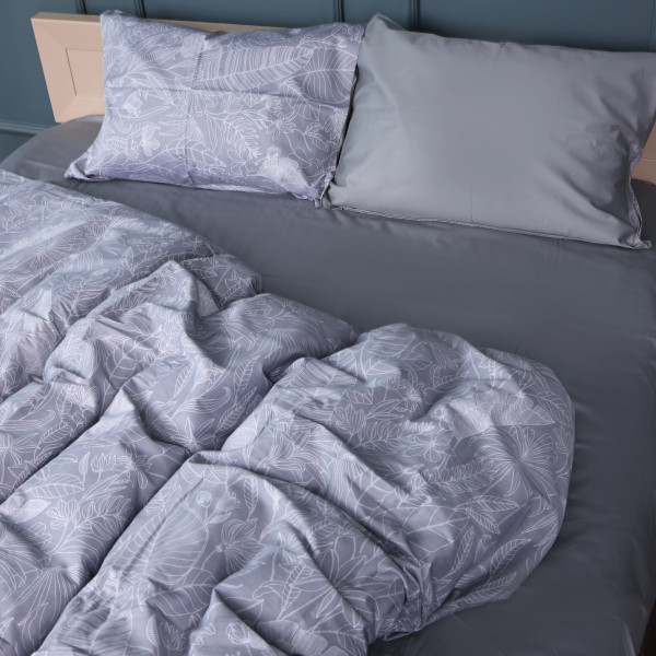 Фото - Наволочка MirSon 22-1428 Leafsong gray 70х70 см (2200011246901)