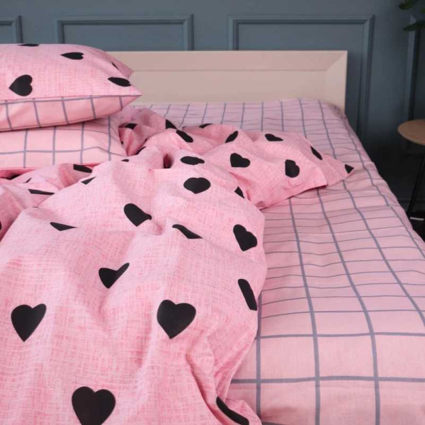 Фото - Комплект постільної білизни дитячий MirSon 110х140 см 17-0839 Hearts  and  Grid Бязь (2200011632940)