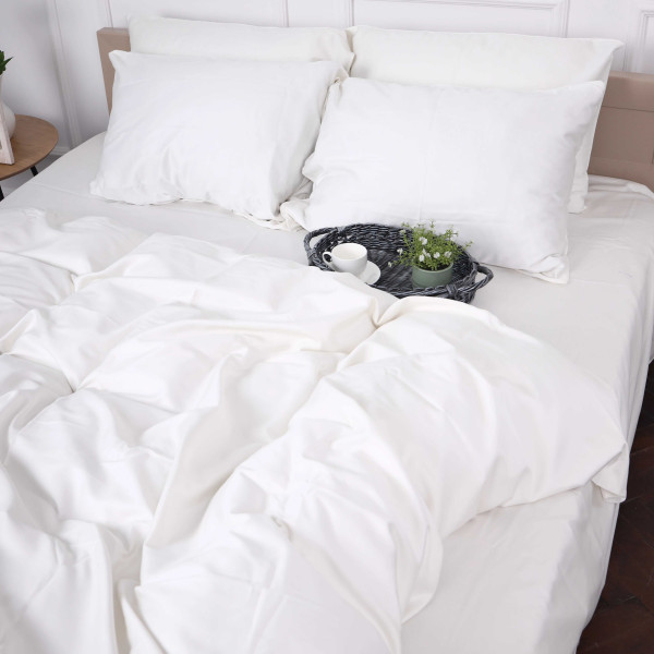 Фото - Комплект постільної білизни MirSon Сатин Moko White 0001 175х210 (2200000671332)