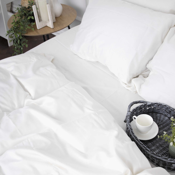 Фото - Комплект постільної білизни MirSon Сатин Moko White 0001 200х220 (2200000671578)