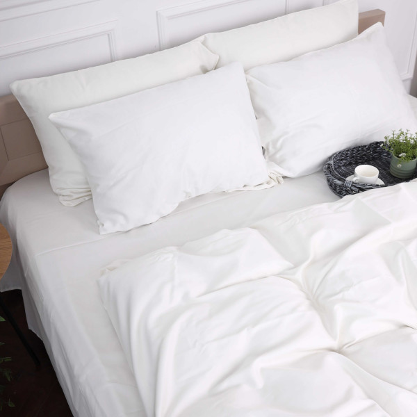 Фото - Комплект постільної білизни MirSon Сатин Moko White 0001 200х220 (2200000671578)