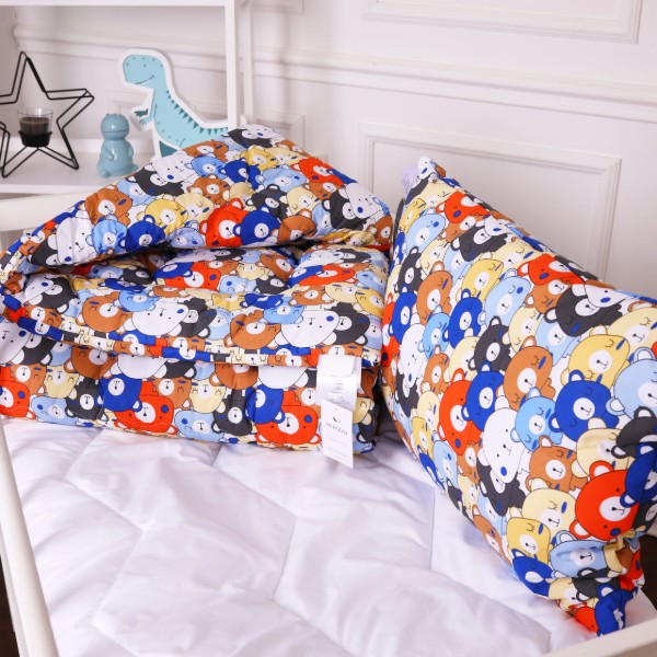 Фото - Одеяло детское зима MirSon антиаллергенное Kids Time 20-0032 Colored bears 110х140 см Хлопок (2200009664731)
