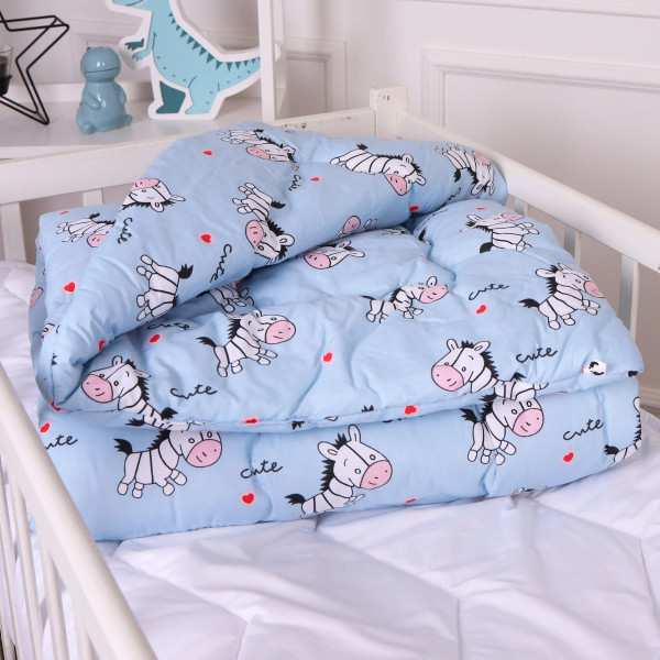 Фото - Одеяло детское зима MirSon антиаллергенное Kids Time 20-0037 Cute blue zebra 140х205 см EcoSilk (2200009665455)