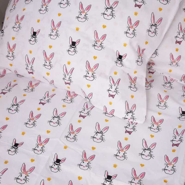 Фото - Комплект постільної білизни дитячий MirSon Бязь 17-0529 Bunnies white (2200003673999)