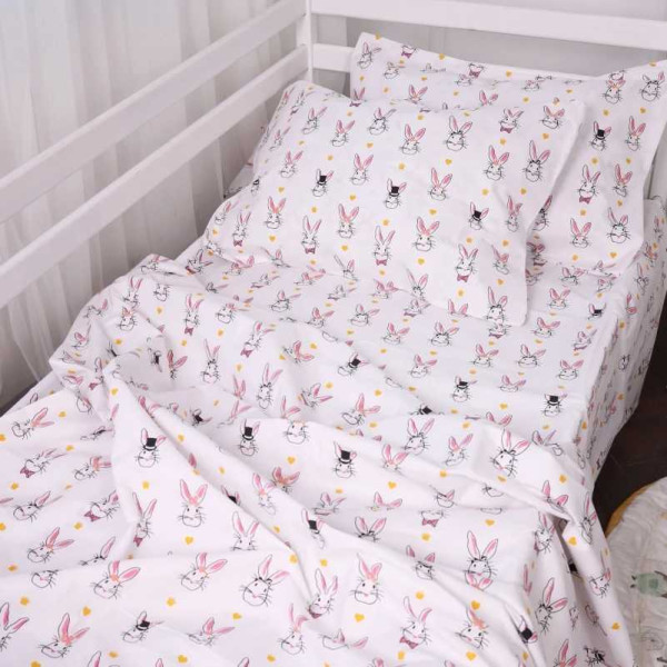 Фото - Комплект постільної білизни дитячий MirSon Бязь 17-0529 Bunnies white (2200003673999)