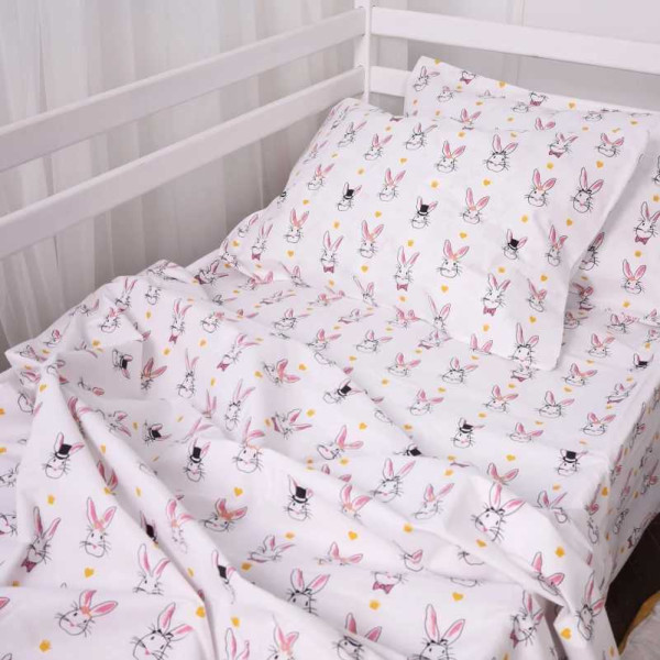 Фото - Комплект постільної білизни дитячий MirSon Бязь 17-0529 Bunnies white (2200003673999)
