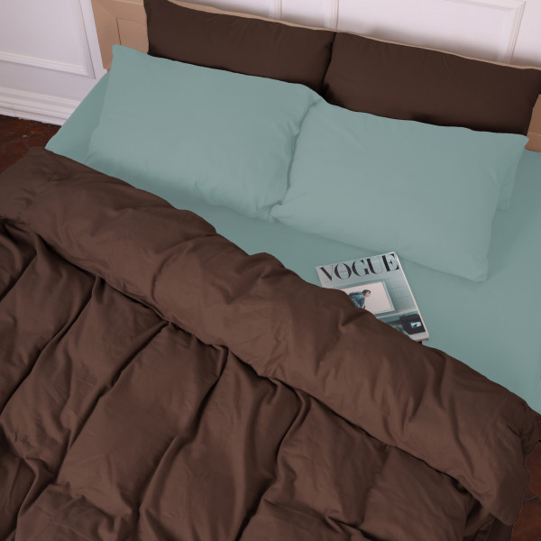 Фото - Наволочка MirSon Фланель 006-003 Menthol/Brown 60х60 см (2200009661464)