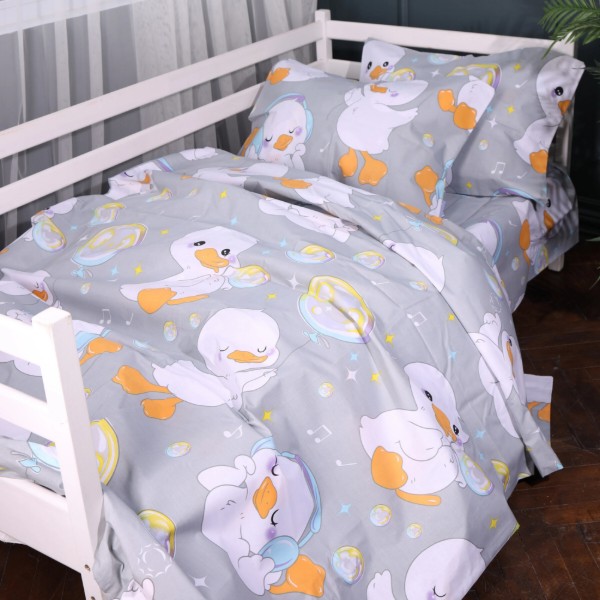 Фото - Комплект постельного белья MirSon 143х210 см 17-0896 Baby Ducks Gray Бязь (2200012393598)
