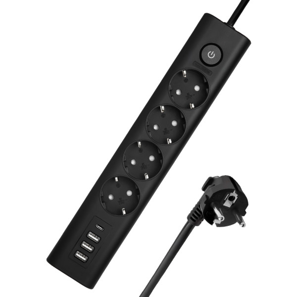 Фото - Мережевий фільтр Ultra PB70431 (4 роз., 3 USB, 1 Type-C, 2,5м) Чорний