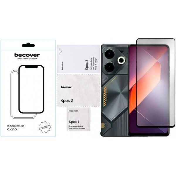Фото - Захисне скло для смартфону BeCover for Tecno POVA 6 (LI7) Black (711580)