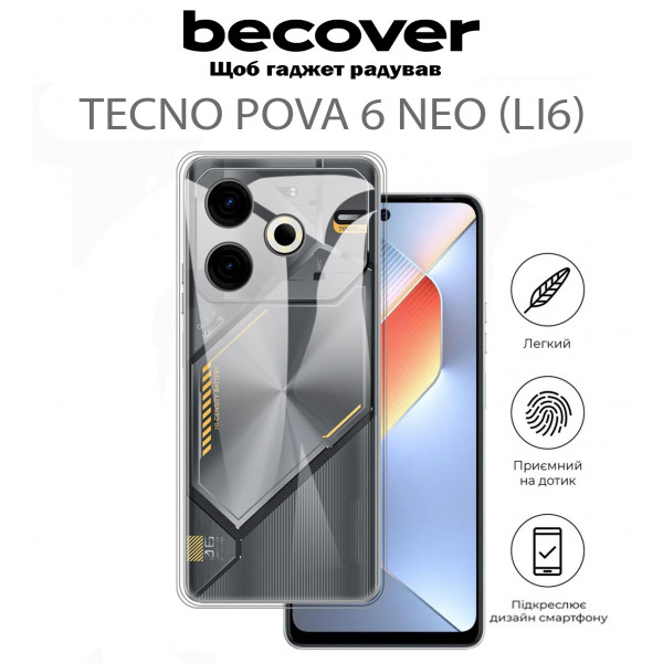 Фото - Чехол для смартфона BeCover for Tecno POVA 6 Neo (LI6) Transparancy (711762)