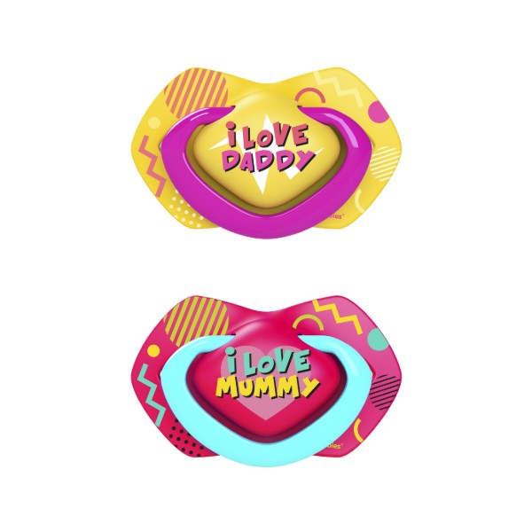 Фото - Симетрична пустушка Canpol babies 18+ міс NEON LOVE 2 шт. - рожева (22/654_pin)