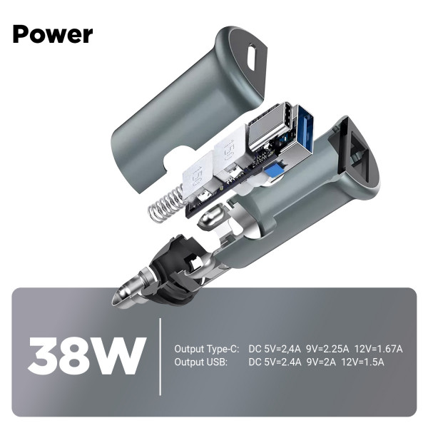 Фото - Автомобільний зарядний пристрій Armorstandart USB Type-C PD20W + USB QC 3.0 Grey + кабель USB-C (ARM82461)