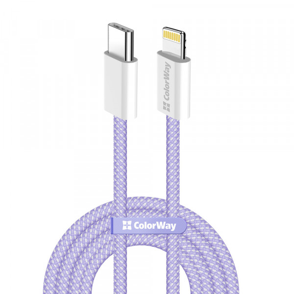 Фото - Кабель Colorway Type-C - Apple Lightning (PD Fast Charging 27W) 1м фіолетовий (CW-CBPDCL061-PU)