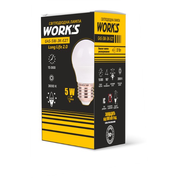 Фото - Лампочка світлодіодна Works Long-Life 2.0 G45-5W-3K-E27