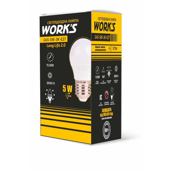 Фото - Лампочка світлодіодна Works Long-Life 2.0 G45-5W-3K-E27
