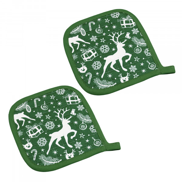 Фото - Набір прихваток Home Line Напівпанама Новий Рік зелений 20х20 2 шт. (168056) Фото - Набір прихваток Home Line Напівпанама Новий Рік зелений 20х20 2 шт. (168056)