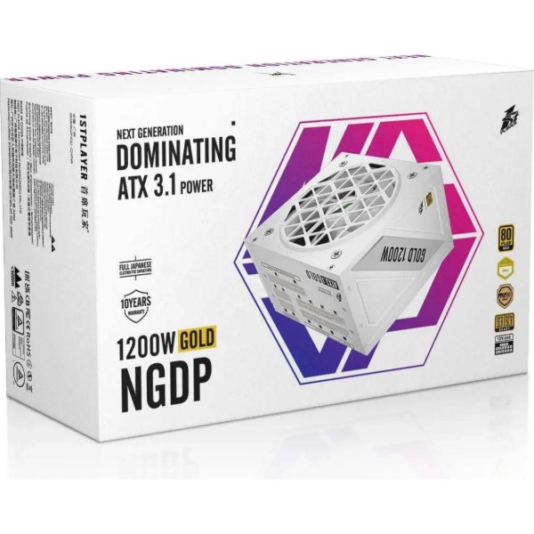 Фото - Блок питания для ПК 1stPlayer HA-1200BA4 1200W White (NGDP-GLD-1200-WH-EU)