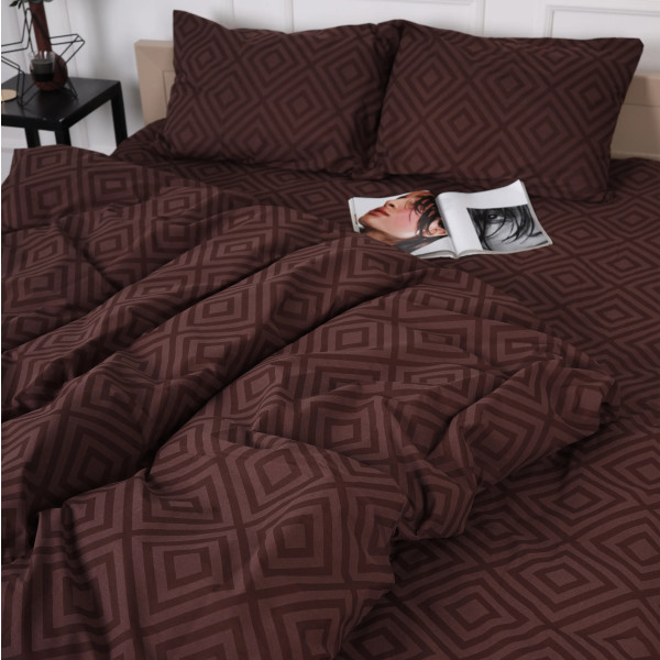 Фото - Комплект постельного белья MirSon Бязь 17-0624 Geometry Brown 175х210 см (2200008204433)
