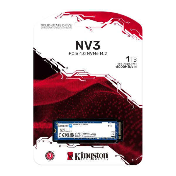 Фото - Уцінка - SSD-накопичувач внутрішній Kingston NV3 1TB M.2 2280 NVMe PCIe 4.0 x4 3D NAND (SNV3S/1000G)