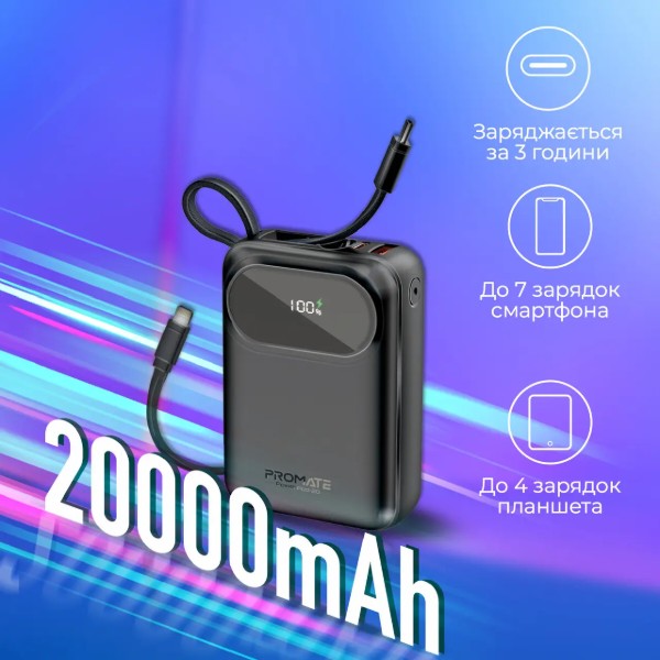 Фото - Батарея мобильная Promate 20000mAh (powerpod-20.black)