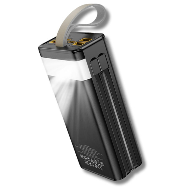 Фото - Батарея мобільна HOCO DB58 Plentiful 22.5W + вбудовані кабелі + LED 30000 mAh Black (715030)