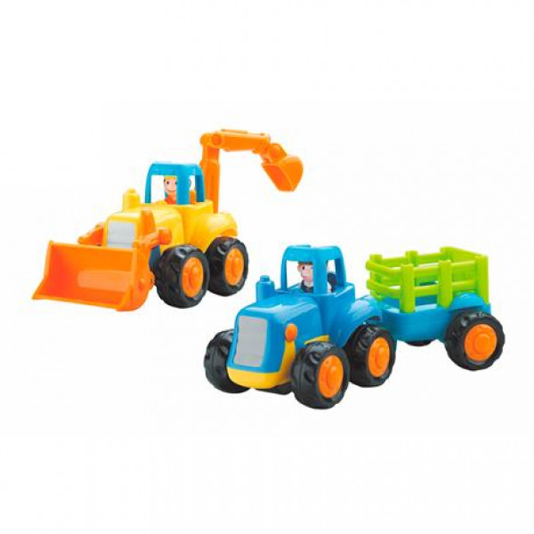 Фото - Базовий ігровий транспорт для малюка Hola Toys Бульдозер і трактор 6 шт. (326AB-6)