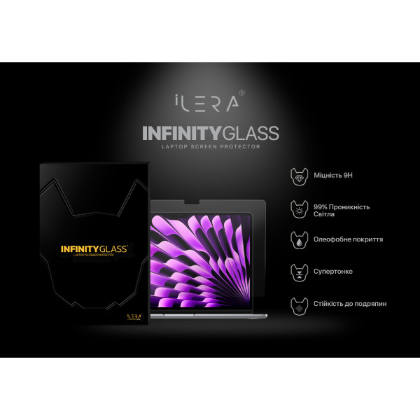 Фото - Захисне скло для ноутбука ILera MacBook Glass screen protector Air M2" (iLMCGL01)