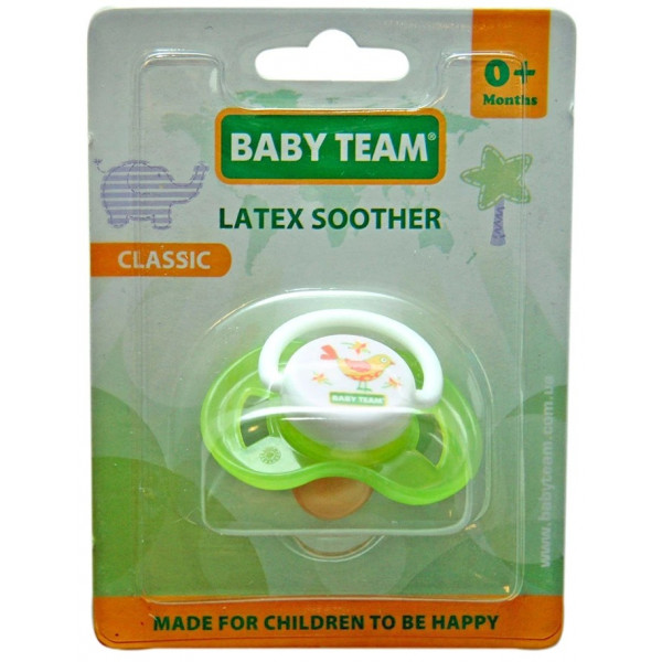 Фото - Симетрична пустушка Baby Team латексна (3220_зеленая)