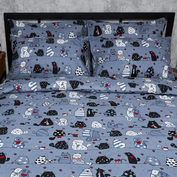 Фото - Комплект постільної білизни Moon&Star Бязь Gold Люкс «Feline Fun» King Size 220x240 нав. 4х50х70 (MS-820006303)