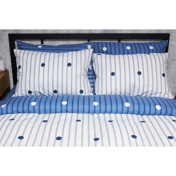 Фото - Комплект постільної білизни Moon&Star Бязь Gold Люкс «Peas Blue» 200х220 нав. 2х50х70 (MS-820004771)