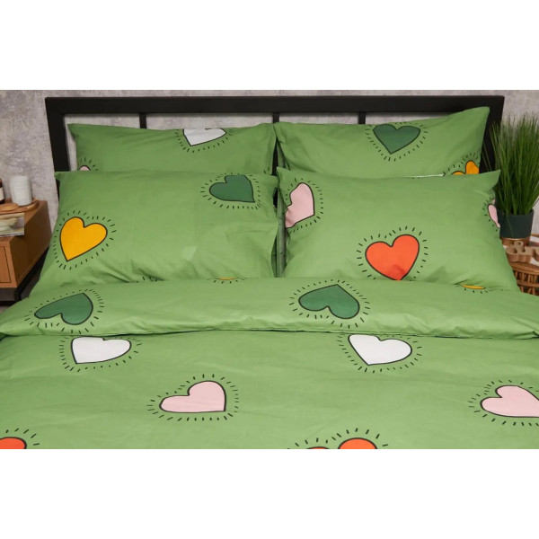 Фото - Комплект постільної білизни Moon&Star Бязь Gold Люкс «Rainbow Hearts» 200х220 нав. 2х40х60  (MS-820005365)