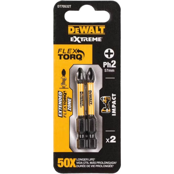 Фото - Біта для викрутки DeWALT Ph2 50 мм 2 шт. (DT70532T)