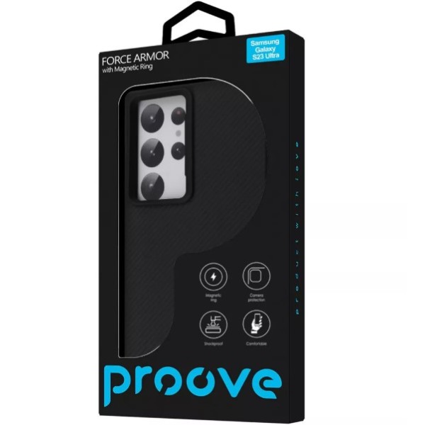 Фото - Чохол для смартфону Proove Force Armor Case with Magnetic Ring Samsung Galaxy S23 Ultra Black (PCFASGSU2302)