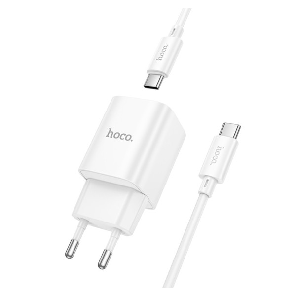 Фото - Мережевий зарядний пристрій HOCO C148A PD30W charger set (C to C) (EU) White (6942007630320)
