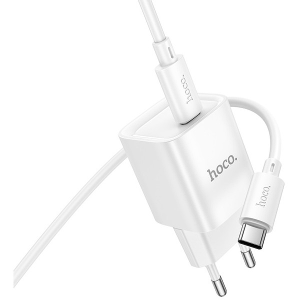 Фото - Мережевий зарядний пристрій HOCO C146A PD20W charger set (C to C) (EU) White (6942007630269)