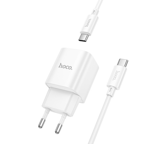 Фото - Мережевий зарядний пристрій HOCO C146A PD20W charger set (C to C) (EU) White (6942007630269)